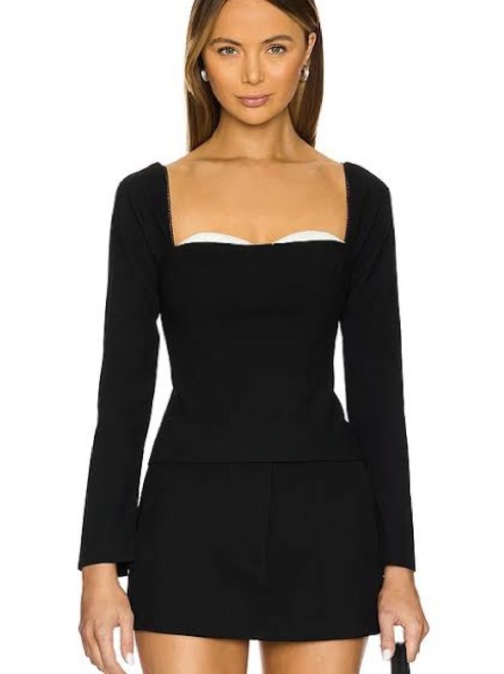 ASTR the Label Whitely Peekaboo Black Long-Sleeve Top Women’s Size Large